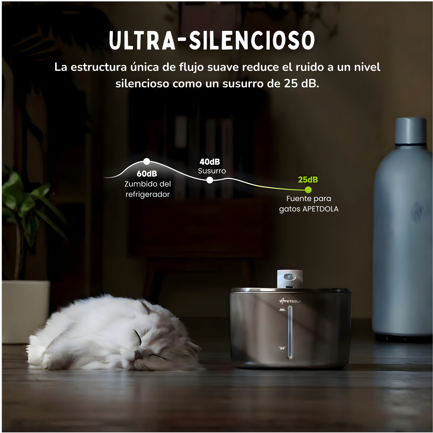 Fuente de agua inalámbrica para gatos de 4 litros con sensor automático Fuente para beber para gatos Bebedero para perros Accesorios para dispensadores de agua para mascotas