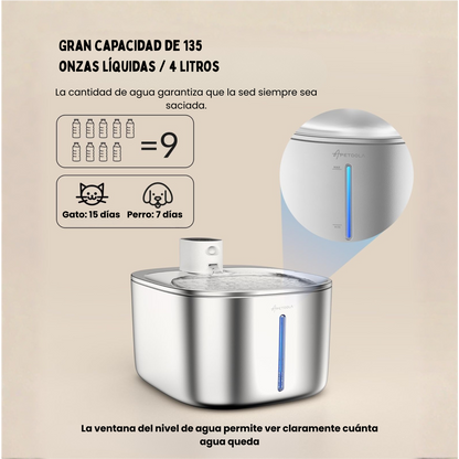 Fuente de agua inalámbrica para gatos de 4 litros con sensor automático Fuente para beber para gatos Bebedero para perros Accesorios para dispensadores de agua para mascotas