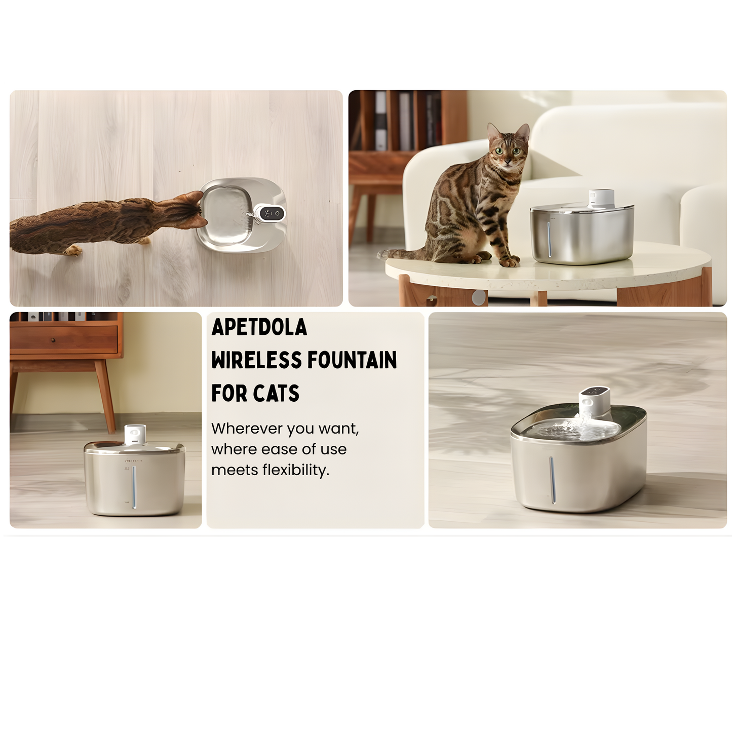 4L Cordless Water Fountain with Sensor for Pets