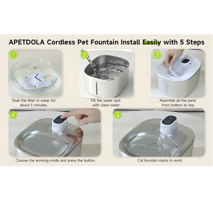 4L Cordless Water Fountain with Sensor for Pets